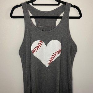 Gray Baseball Heart Shimmer Tank